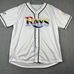 Tampa Bay Rays Jersey Shirt Mens XL White Pride Logo MLB Baseball Chevrolet